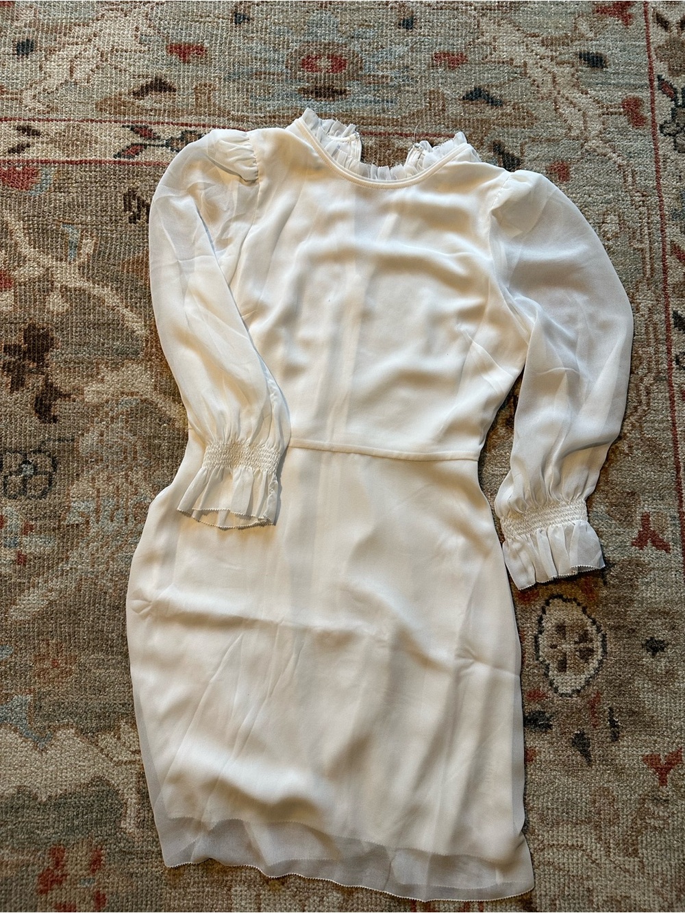 Wilfred babaton White Long-Sleeve Ruffle Neck Dress